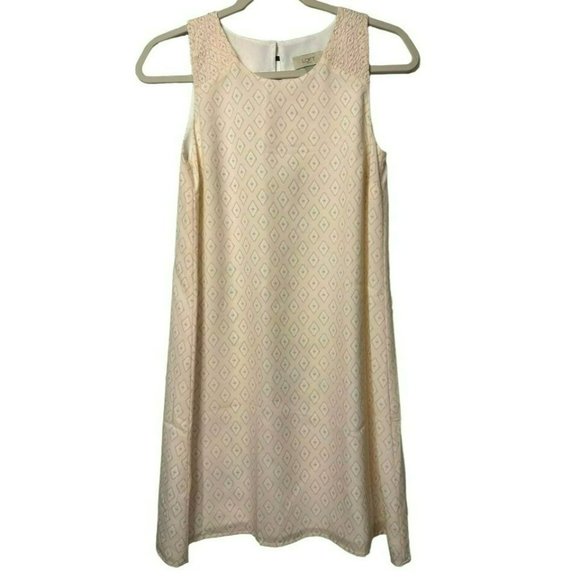 Loft Ladies Sleeveless Shift Diamond Pattern Sleeveless Pastel Dress Size XS - Picture 2 of 7